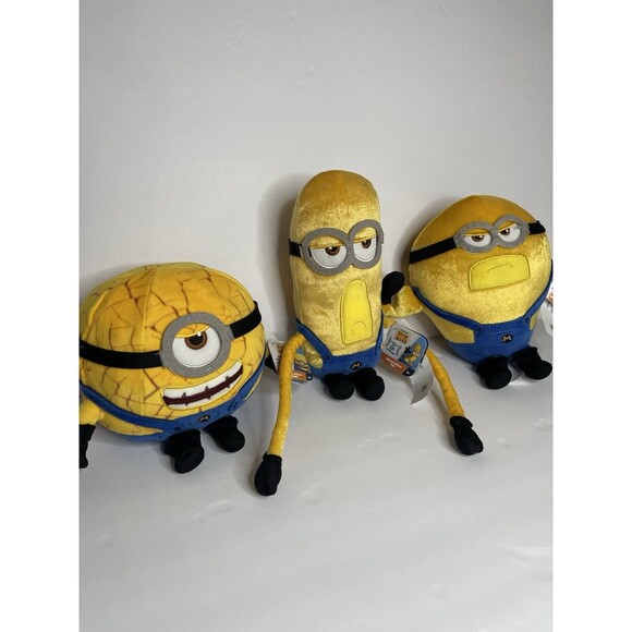 Despicable Me 4 Minion Lot Of 3 Tim Dave & Jerry Stuffed Plush Toys 7.5” NEW - Picture 2 of 11